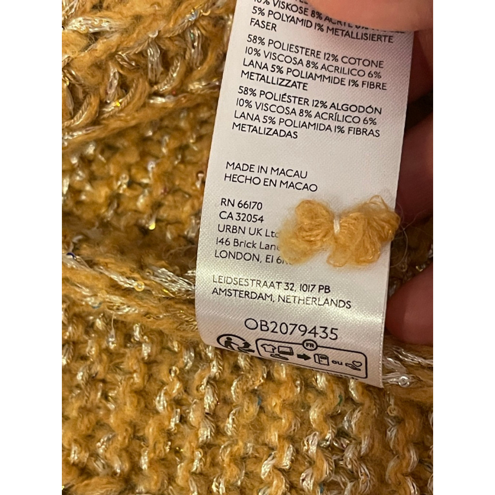 NWT Anthropologie Maeve Ombre Cardigan Sweater M Gold Shimmer Sequins Cape - Picture 15 of 15